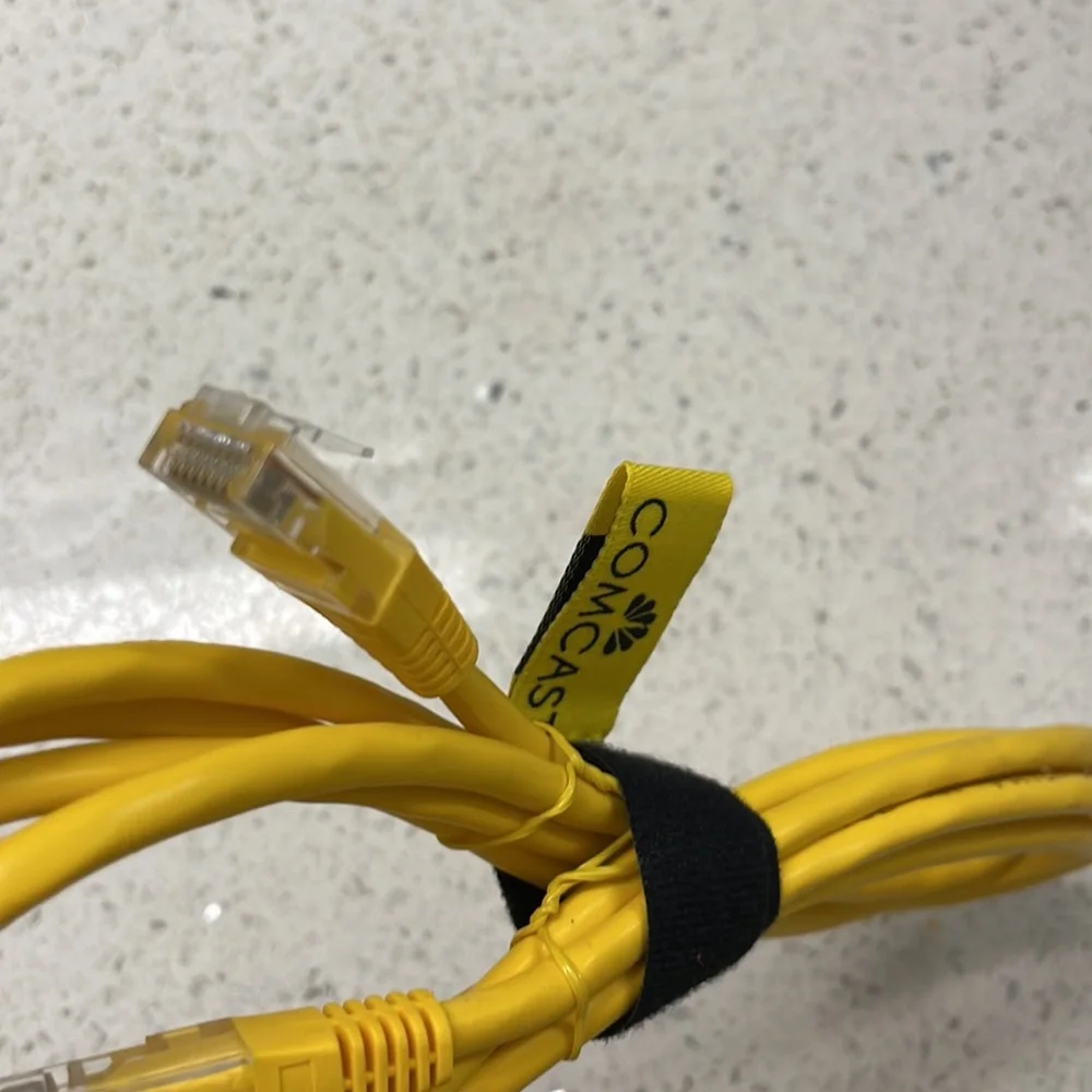 Comcast Yellow Ethernet Cable With Velcro Wire Secure Loop Included